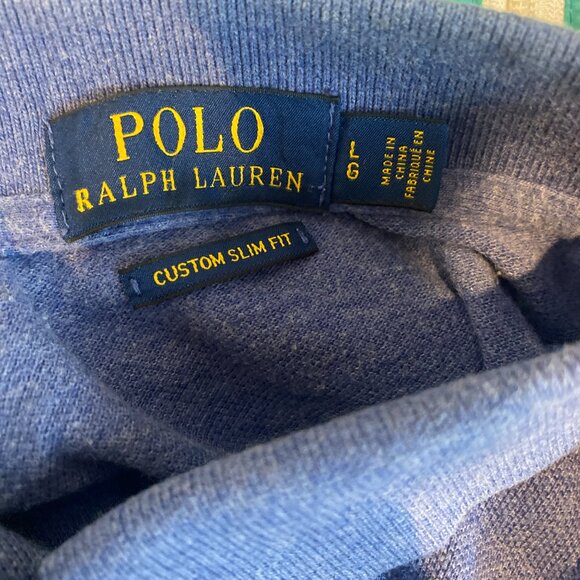 Polo Ralph Lauren Polo Blue Sz L Custom Slim Fit Mens - Picture 5 of 6